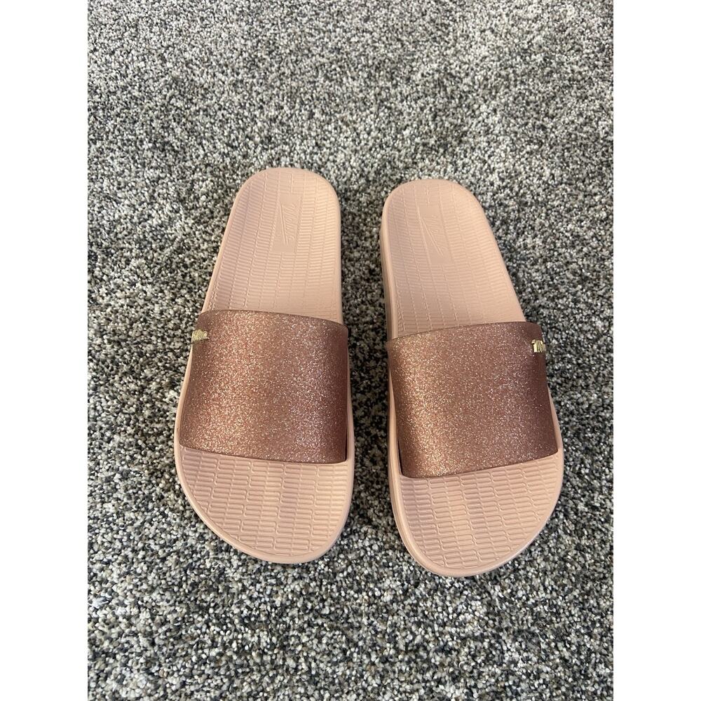 Melissa Beach Slide Jelly Sandals Rose Gold Glitter Platform Away to Mars 7 NEW